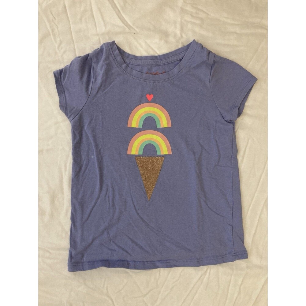 5T Cat & Jack girls clothes - 1 piece T shirt | ice cream and rainbow theme